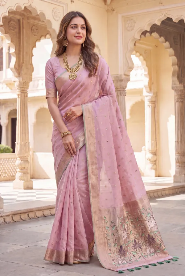 Pallavi_Neon_Pink_–_Cow_Pallu_Wedding_Special_|_Premium_Soft_Muga_Cotton_Paithani_Saree_with_Colourful_3D_Woven_Cow_Design_Pallu