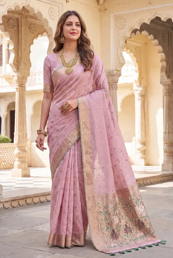 Pallavi_Neon_Pink_–_Cow_Pallu_Wedding_Special_|_Premium_Soft_Muga_Cotton_Paithani_Saree_with_Colourful_3D_Woven_Cow_Design_Pallu
