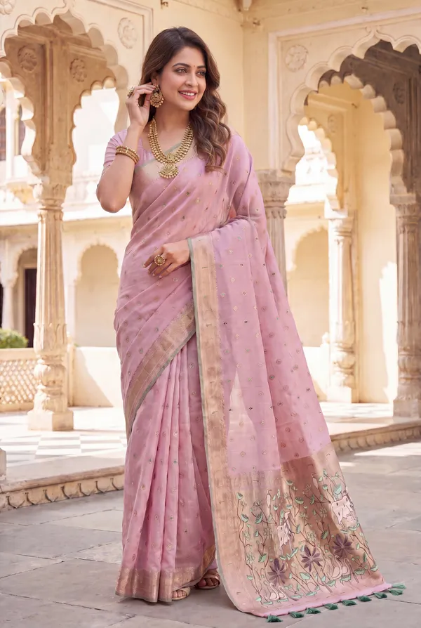 Pallavi_Neon_Pink_–_Cow_Pallu_Wedding_Special_|_Premium_Soft_Muga_Cotton_Paithani_Saree_with_Colourful_3D_Woven_Cow_Design_Pallu