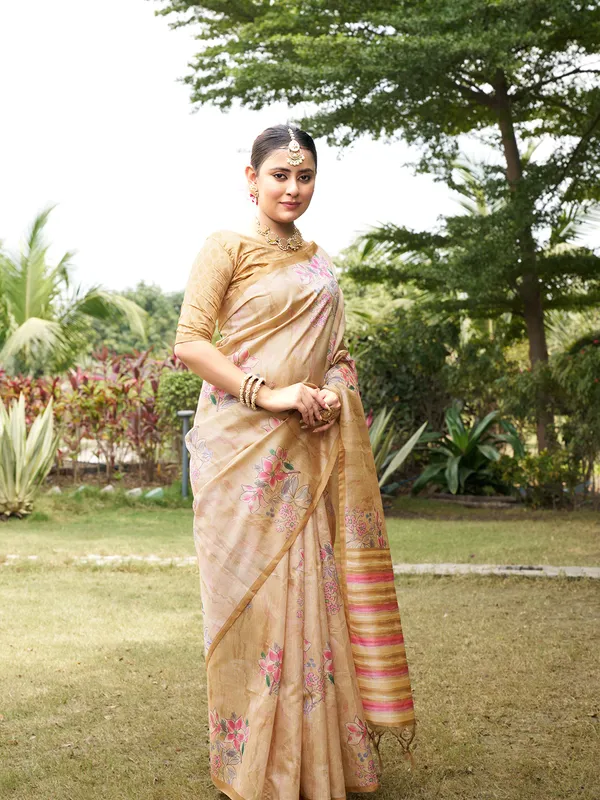 Nagma_Yellow_–_Melodic_Diwali_Special_|_Soft_Tussar_Silk_Saree_with_Digital_Print,_Zari_Line_Saree_&_Digital_Print_Blouse_with_Tassels