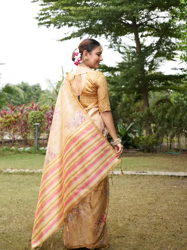 Nagma_Yellow_–_Melodic_Diwali_Special_|_Soft_Tussar_Silk_Saree_with_Digital_Print,_Zari_Line_Saree_&_Digital_Print_Blouse_with_Tassels