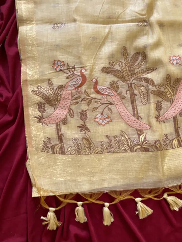 Kashish_Cream_–_Alluring_Wedding_Special_|_Premium_Soft_Muga_Cotton_Saree_with_Colourful_Resham_Weaving_Peacock_Design_Pallu,_Traditional_Zari_Weaving