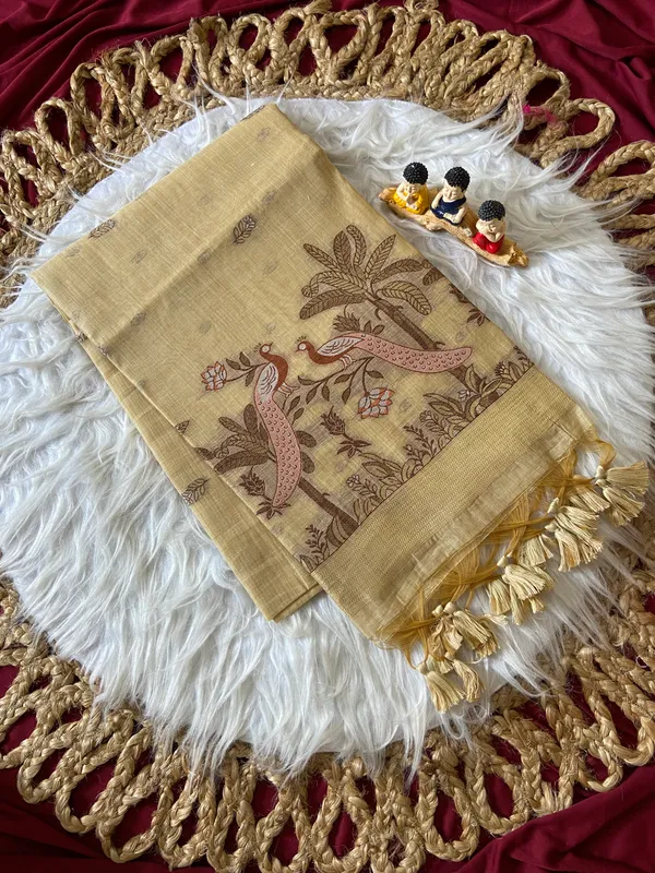 Kashish_Cream_–_Alluring_Wedding_Special_|_Premium_Soft_Muga_Cotton_Saree_with_Colourful_Resham_Weaving_Peacock_Design_Pallu,_Traditional_Zari_Weaving