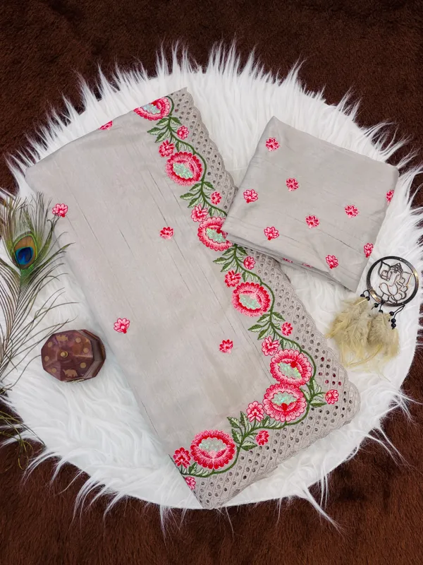 Hamsini_Grey_–_Swan_Graceful_Diwali_Special_|_Heavy_Tussar_Silk_Saree_with_Embroidery_&_Sequence_Work,_Cutwork_Border_&_Heavy_Embroidery