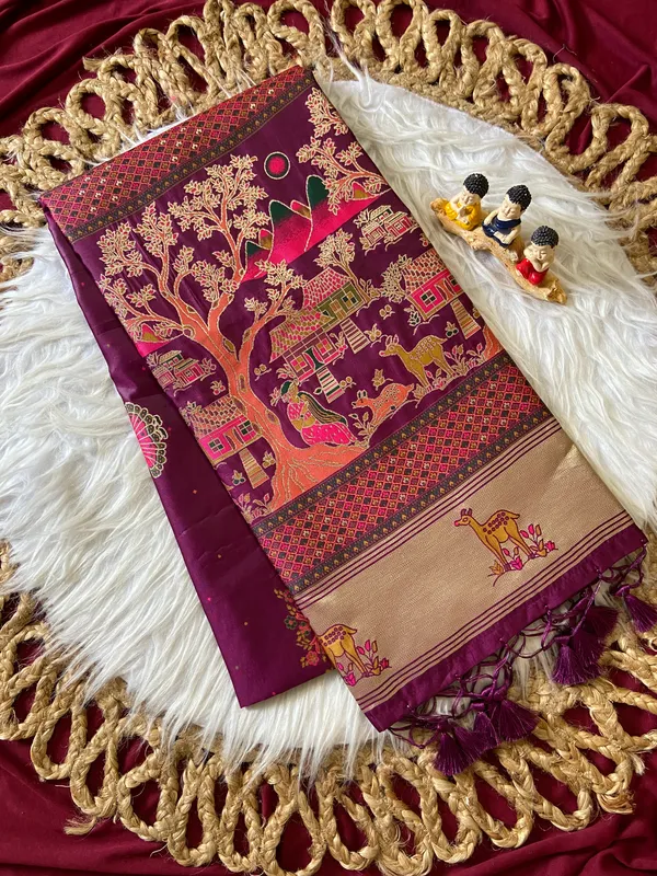 Melody_Purple_–_Melodic_Navratri_Special_|_Soft_Pashmina_Silk_Saree_with_Woven_Zari_Work,_Pashmina_Design_Saree_&_Running_Blouse_with_Tassels