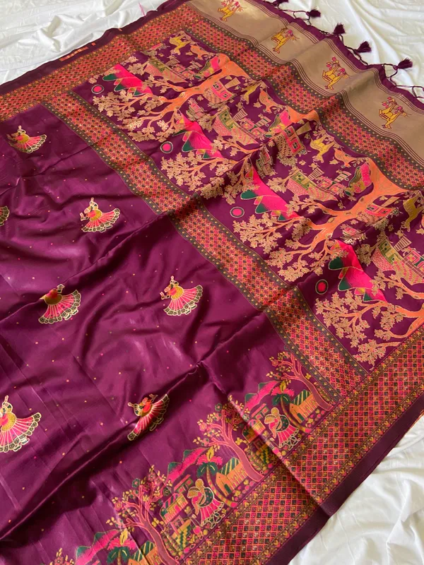 Melody_Purple_–_Melodic_Navratri_Special_|_Soft_Pashmina_Silk_Saree_with_Woven_Zari_Work,_Pashmina_Design_Saree_&_Running_Blouse_with_Tassels