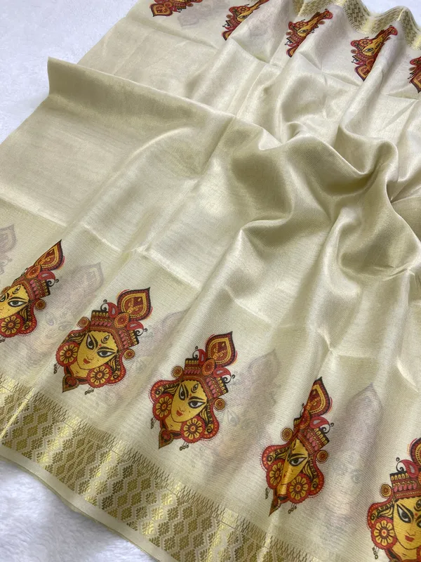 Anvika_Kali_Off_White_–_Diwali_Special_|_Soft_Tissue_Silk_Saree_with_Weaving,_Border_&_Rich_Pallu,_Sequence_&_Contrast_Print_Blouse_with_Tassels