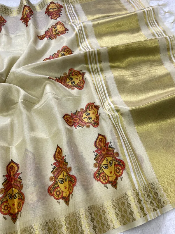 Anvika_Kali_Off_White_–_Diwali_Special_|_Soft_Tissue_Silk_Saree_with_Weaving,_Border_&_Rich_Pallu,_Sequence_&_Contrast_Print_Blouse_with_Tassels