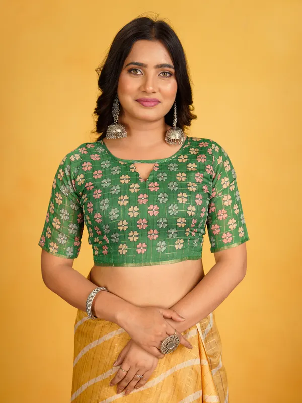 Jemisha_Green_&_Yellow_–_Festive_Season_Special_|_Soft_Semi_Tussar_Silk_Saree_with_Digital_Print,_Border_&_Contrast_Print_Blouse_with_Tassels