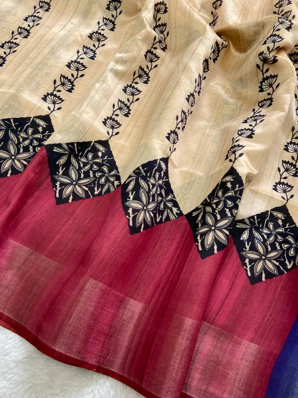 Tanya_Blue_&_Pink_–_Festive_Season_Special_|_Soft_Tussar_Silk_Saree_with_Print,_Border_&_Contrast_Print_Blouse_with_Tassels