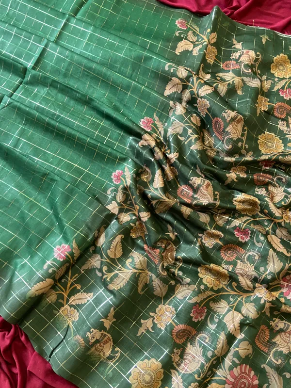 Akira_Green_–_Bright_Navratri_Special_|_Soft_Semi_Tussar_Silk_Saree_with_Digital_Print,_Border_&_Contrast_Print_Blouse_with_Tassels