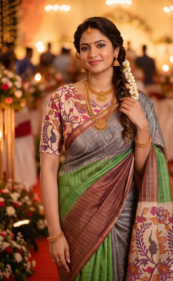 Nabia_Coffee_Brown_–_Aesthetic_Edit_for_You_|_Soft_Semi_Tussar_Silk_Saree_with_Digital_Print,_Border_&_Contrast_Print_Blouse_with_Tassels