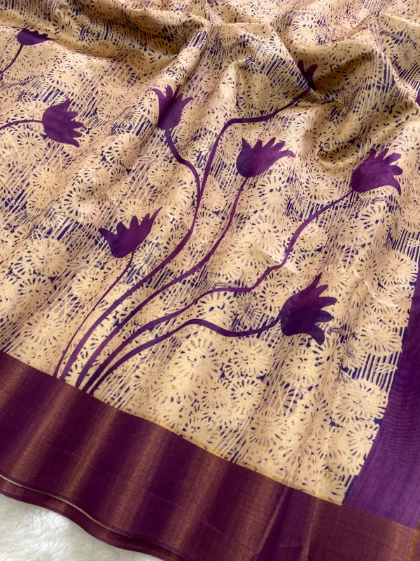 Aalia_Wine_–_Noble_Diwali_Special_|_Soft_Tussar_Silk_Saree_with_Print,_Border_&_Contrast_Print_Blouse_with_Tassels