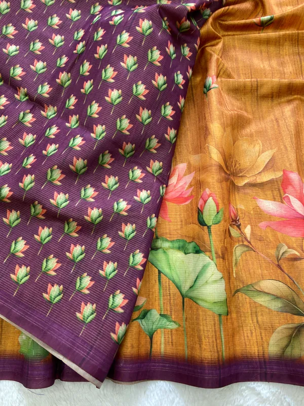 Abha_Orange_–_Radiant_Diwali_Special_|_Soft_Tussar_Silk_Saree_with_Digital_Print,_Zari_Line_Saree_&_Digital_Print_Blouse_with_Tassels
