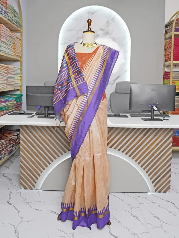 Soft_Tussar_Silk_sarees_with_Beautiful_Digital_Print_With_Attractive_Border_And_Contrast_Print_Blouse_With_Tassels