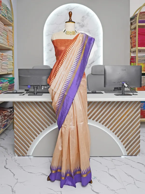 Soft_Tussar_Silk_sarees_with_Beautiful_Digital_Print_With_Attractive_Border_And_Contrast_Print_Blouse_With_Tassels