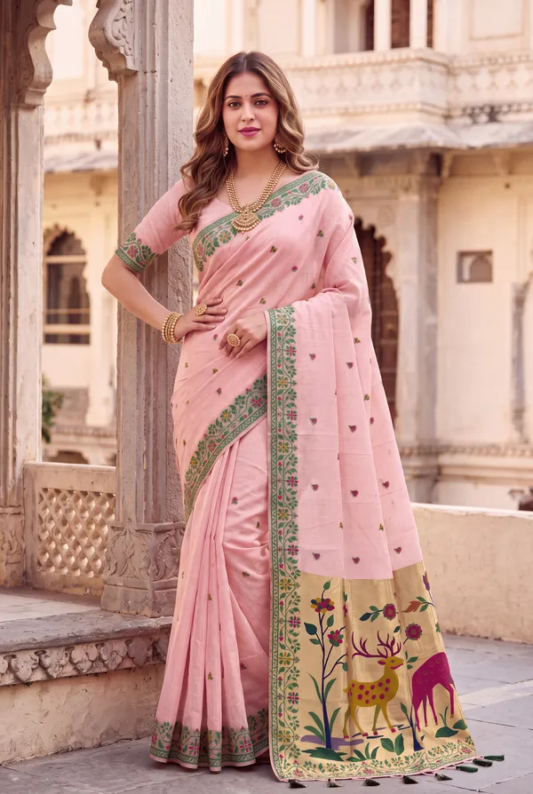 Deer_Pink_–_Deer_Motif_Wedding_Special_|_Premium_Soft_Muga_Cotton_Paithani_Saree_with_Colourful_3D_Woven_Zari_Deer_Design_Pallu