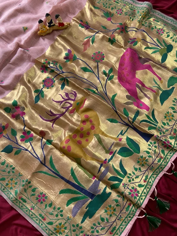 Deer_Pink_–_Deer_Motif_Wedding_Special_|_Premium_Soft_Muga_Cotton_Paithani_Saree_with_Colourful_3D_Woven_Zari_Deer_Design_Pallu
