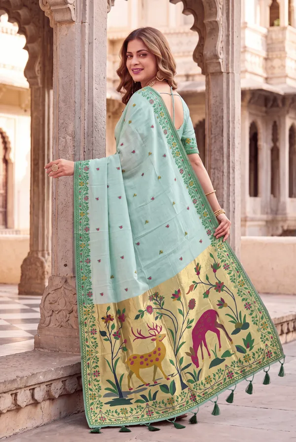 Deer_Sky_Blue_–_Deer_Motif_Wedding_Special_|_Premium_Soft_Muga_Cotton_Paithani_Saree_with_Colourful_3D_Woven_Zari_Deer_Design_Pallu