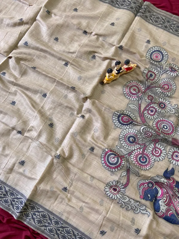 Premium_Soft_Muga_Cotton_sarees_with_Beautiful_Colourfull_3D_Woven_Design_Pallu_With_Attractive_All_Over_Resham_Weaving_Butti_Design_With_Resham_Weaving_Border_And_Running_Blouse_With_Fancy_Tassels