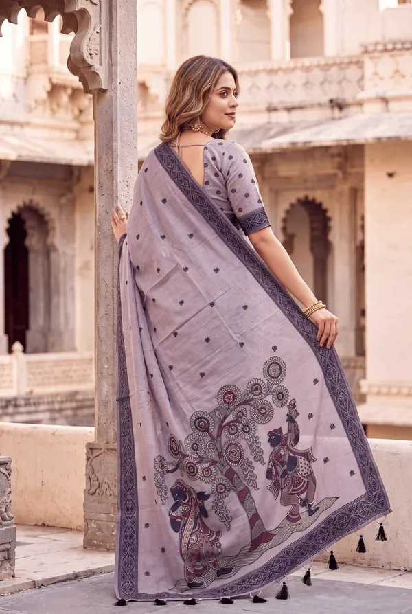 Premium_Soft_Muga_Cotton_sarees_with_Beautiful_Colourfull_3D_Woven_Design_Pallu_With_Attractive_All_Over_Resham_Weaving_Butti_Design_With_Resham_Weaving_Border_And_Running_Blouse_With_Fancy_Tassels