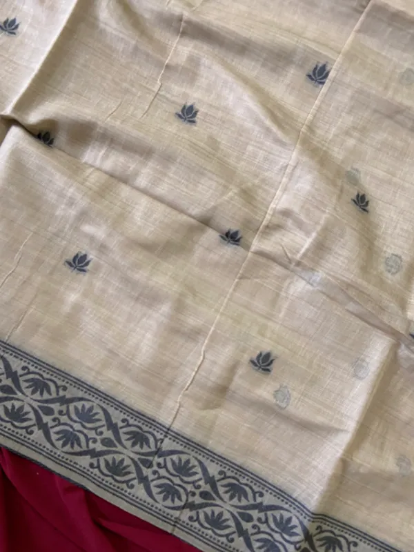 Premium_Soft_Muga_Cotton_sarees_with_Beautiful_Colourfull_3D_Woven_Design_Pallu_With_Attractive_All_Over_Resham_Weaving_Butti_Design_With_Resham_Weaving_Border_And_Running_Blouse_With_Fancy_Tassels