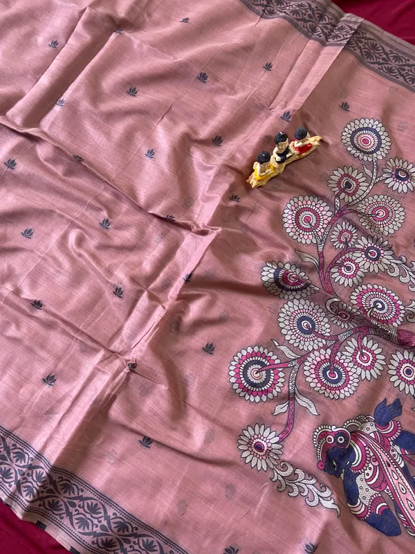 Premium_Soft_Muga_Cotton_sarees_with_Beautiful_Colourfull_3D_Woven_Design_Pallu_With_Attractive_All_Over_Resham_Weaving_Butti_Design_With_Resham_Weaving_Border_And_Running_Blouse_With_Fancy_Tassels
