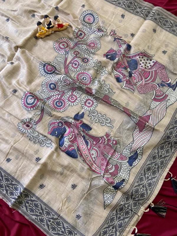 Premium_Soft_Muga_Cotton_sarees_with_Beautiful_Colourfull_3D_Woven_Design_Pallu_With_Attractive_All_Over_Resham_Weaving_Butti_Design_With_Resham_Weaving_Border_And_Running_Blouse_With_Fancy_Tassels