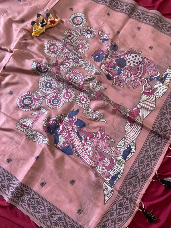 Premium_Soft_Muga_Cotton_sarees_with_Beautiful_Colourfull_3D_Woven_Design_Pallu_With_Attractive_All_Over_Resham_Weaving_Butti_Design_With_Resham_Weaving_Border_And_Running_Blouse_With_Fancy_Tassels