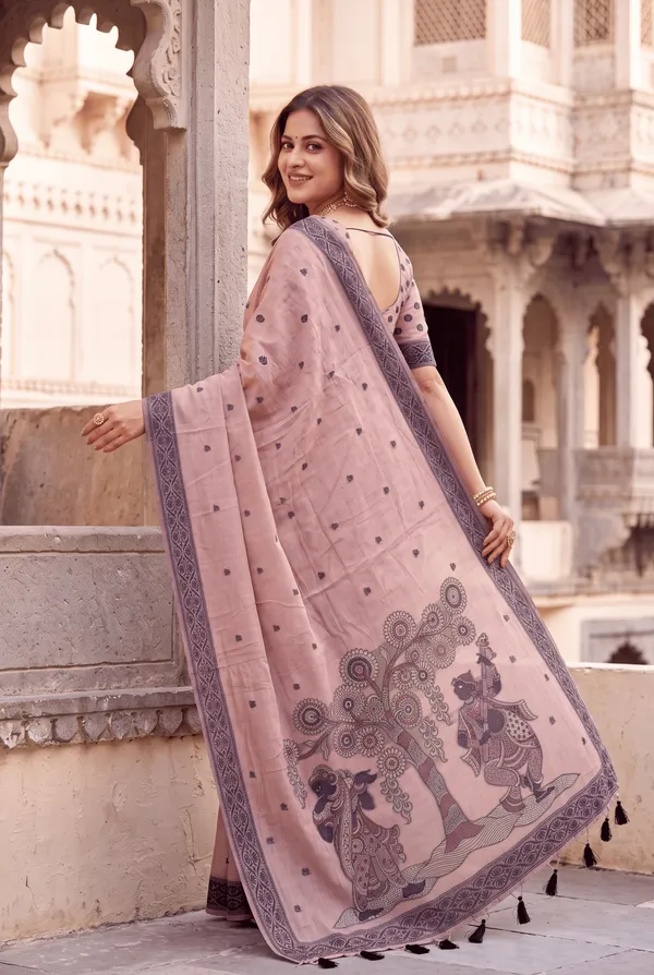 Premium_Soft_Muga_Cotton_sarees_with_Beautiful_Colourfull_3D_Woven_Design_Pallu_With_Attractive_All_Over_Resham_Weaving_Butti_Design_With_Resham_Weaving_Border_And_Running_Blouse_With_Fancy_Tassels