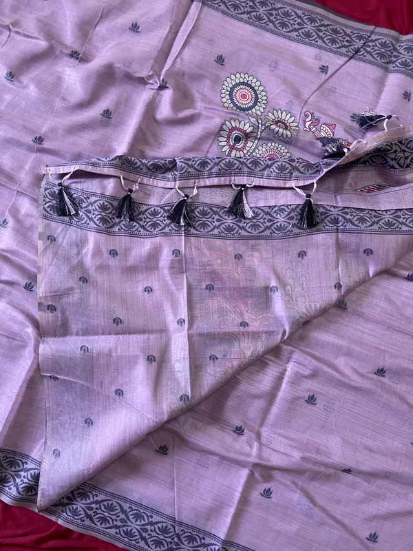 Premium_Soft_Muga_Cotton_sarees_with_Beautiful_Colourfull_3D_Woven_Design_Pallu_With_Attractive_All_Over_Resham_Weaving_Butti_Design_With_Resham_Weaving_Border_And_Running_Blouse_With_Fancy_Tassels