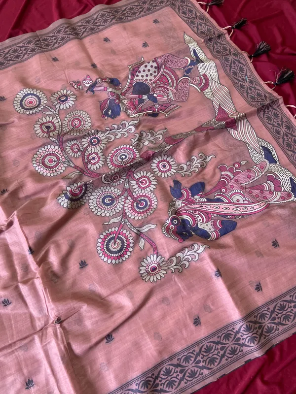 Premium_Soft_Muga_Cotton_sarees_with_Beautiful_Colourfull_3D_Woven_Design_Pallu_With_Attractive_All_Over_Resham_Weaving_Butti_Design_With_Resham_Weaving_Border_And_Running_Blouse_With_Fancy_Tassels