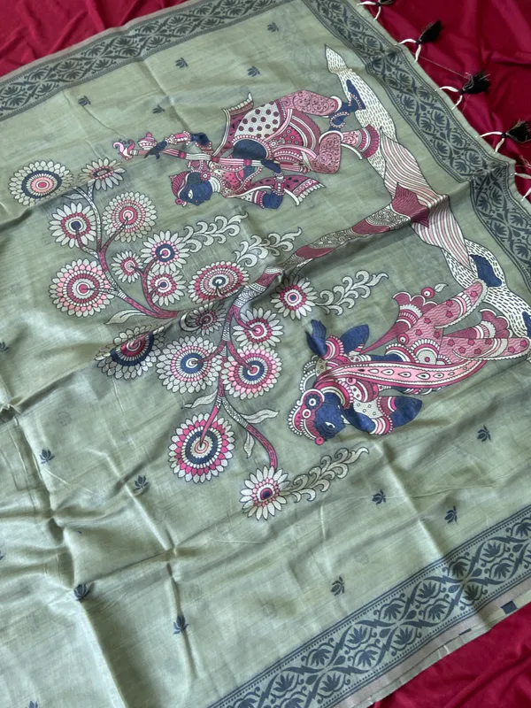 Premium_Soft_Muga_Cotton_sarees_with_Beautiful_Colourfull_3D_Woven_Design_Pallu_With_Attractive_All_Over_Resham_Weaving_Butti_Design_With_Resham_Weaving_Border_And_Running_Blouse_With_Fancy_Tassels