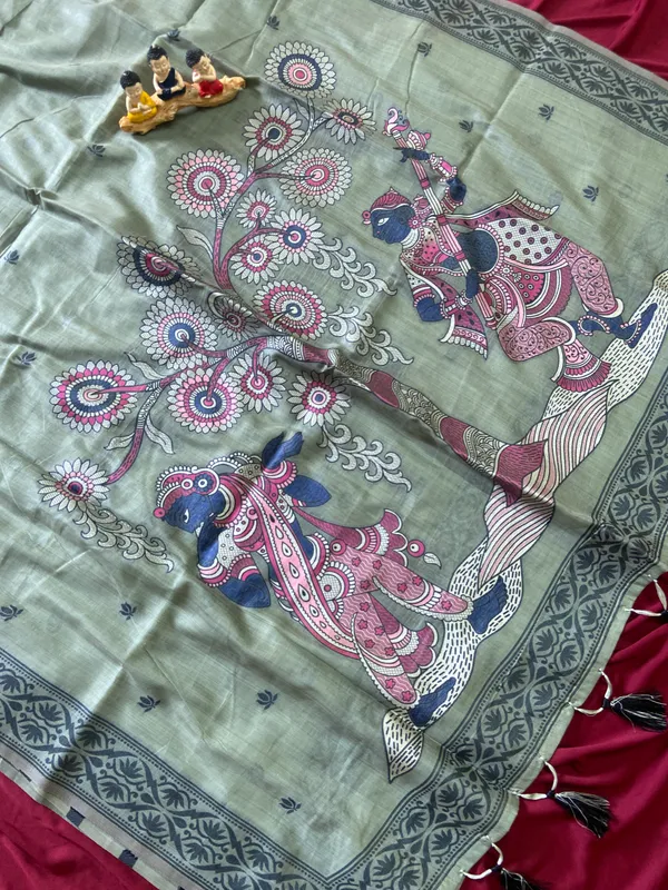 Premium_Soft_Muga_Cotton_sarees_with_Beautiful_Colourfull_3D_Woven_Design_Pallu_With_Attractive_All_Over_Resham_Weaving_Butti_Design_With_Resham_Weaving_Border_And_Running_Blouse_With_Fancy_Tassels