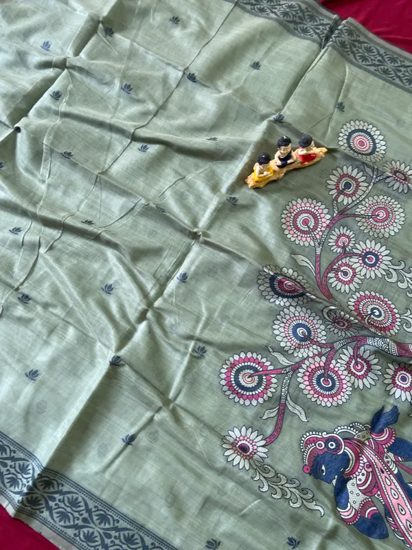 Premium_Soft_Muga_Cotton_sarees_with_Beautiful_Colourfull_3D_Woven_Design_Pallu_With_Attractive_All_Over_Resham_Weaving_Butti_Design_With_Resham_Weaving_Border_And_Running_Blouse_With_Fancy_Tassels