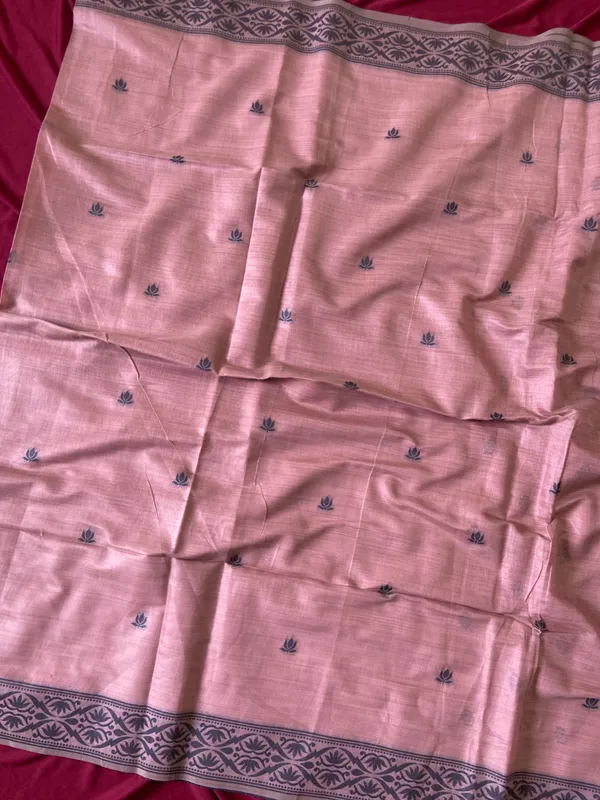 Premium_Soft_Muga_Cotton_sarees_with_Beautiful_Colourfull_3D_Woven_Design_Pallu_With_Attractive_All_Over_Resham_Weaving_Butti_Design_With_Resham_Weaving_Border_And_Running_Blouse_With_Fancy_Tassels