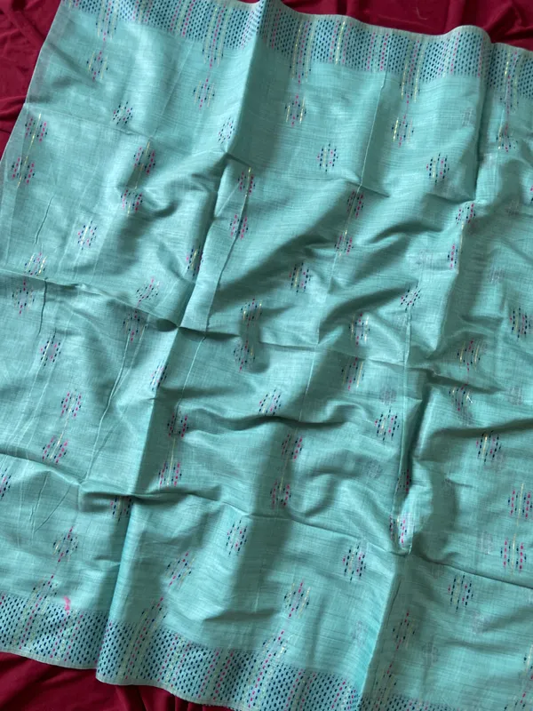 Bhumika_Sky_Blue_–_Wedding_Special_|_Premium_Soft_Muga_Cotton_Saree_with_Colourful_3D_Woven_Small_Motifs_Pallu,_All-Over_Resham_Weaving_Butti_Design