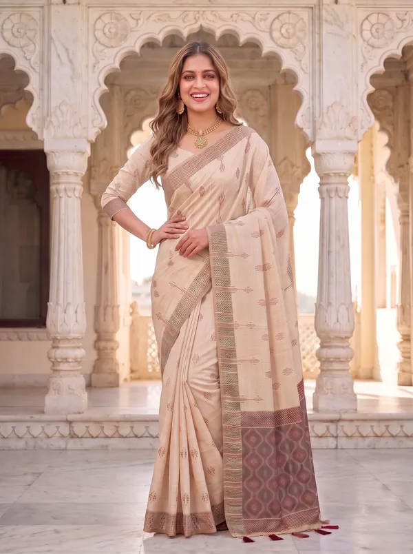 Bhumika_Cream_–_Wedding_Special_|_Premium_Soft_Muga_Cotton_Saree_with_Colourful_3D_Woven_Small_Motifs_Pallu,_All-Over_Resham_Weaving_Butti_Design