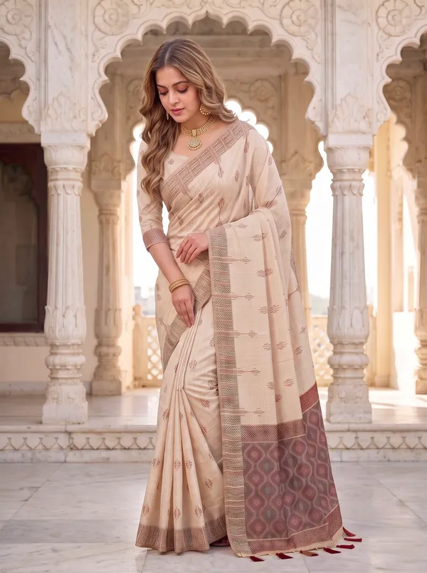 Bhumika_Cream_–_Wedding_Special_|_Premium_Soft_Muga_Cotton_Saree_with_Colourful_3D_Woven_Small_Motifs_Pallu,_All-Over_Resham_Weaving_Butti_Design