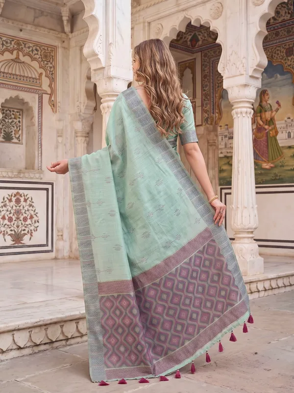 Bhumika_Sky_Blue_–_Wedding_Special_|_Premium_Soft_Muga_Cotton_Saree_with_Colourful_3D_Woven_Small_Motifs_Pallu,_All-Over_Resham_Weaving_Butti_Design