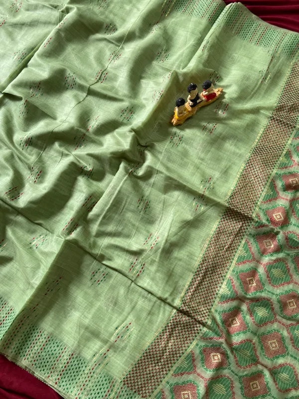Bhumika_Pista_Green_–_Wedding_Special_|_Premium_Soft_Muga_Cotton_Saree_with_Colourful_3D_Woven_Small_Motifs_Pallu