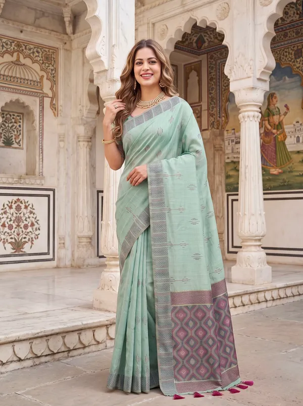 Bhumika_Sky_Blue_–_Wedding_Special_|_Premium_Soft_Muga_Cotton_Saree_with_Colourful_3D_Woven_Small_Motifs_Pallu,_All-Over_Resham_Weaving_Butti_Design
