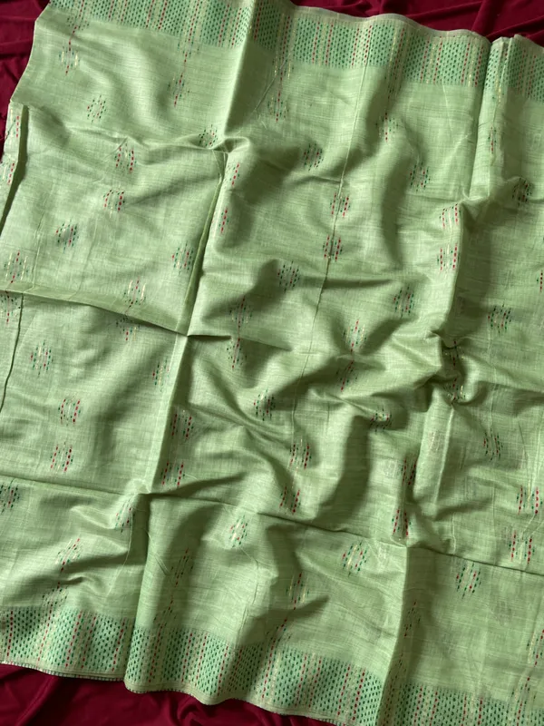 Bhumika_Pista_Green_–_Wedding_Special_|_Premium_Soft_Muga_Cotton_Saree_with_Colourful_3D_Woven_Small_Motifs_Pallu