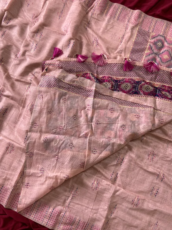 Bhumika_Peach_–_Wedding_Special_|_Premium_Soft_Muga_Cotton_Saree_with_Colourful_3D_Woven_Small_Motifs_Pallu,_All-Over_Resham_Weaving_Butti_Design