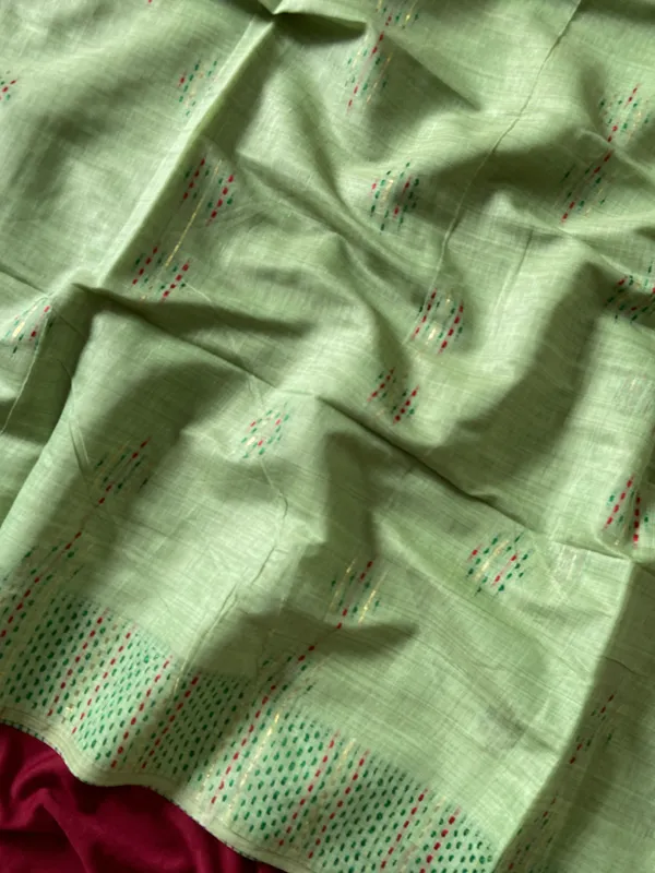Bhumika_Pista_Green_–_Wedding_Special_|_Premium_Soft_Muga_Cotton_Saree_with_Colourful_3D_Woven_Small_Motifs_Pallu