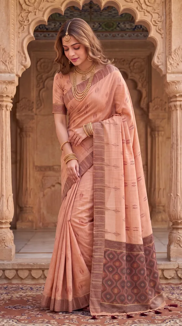 Bhumika_Orange_–_Wedding_Special_|_Premium_Soft_Muga_Cotton_Saree_with_Colourful_3D_Woven_Small_Motifs_Pallu,_All-Over_Resham_Weaving_Butti_Design