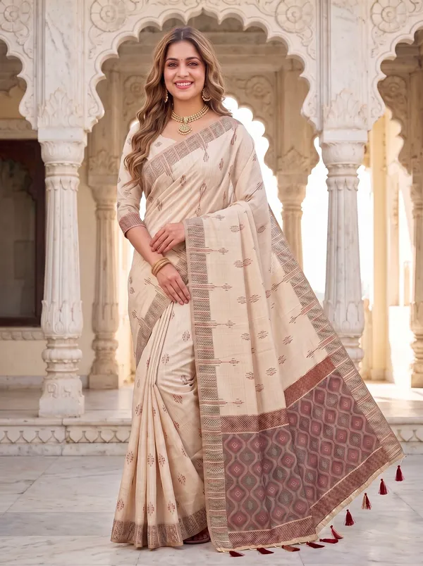 Bhumika_Cream_–_Wedding_Special_|_Premium_Soft_Muga_Cotton_Saree_with_Colourful_3D_Woven_Small_Motifs_Pallu,_All-Over_Resham_Weaving_Butti_Design