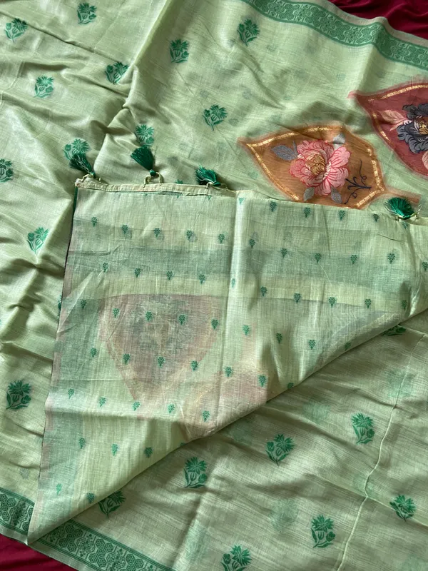 Divyanshi_Pista_Green_–_Divine_Wedding_Special_|_Premium_Soft_Muga_Cotton_Saree_with_Colourful_Digital_Weaving_Work_Pallu,_Resham_Weaving_Border