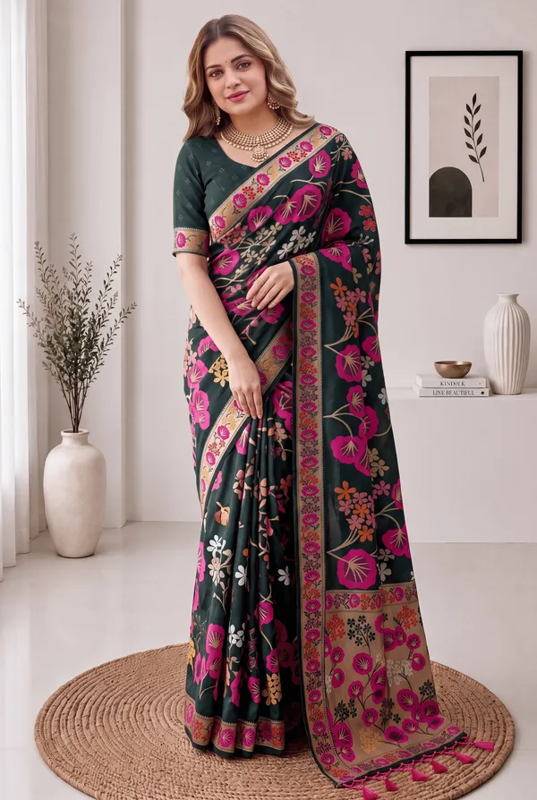 Premium_Soft_Silk_sarees_with_Beautiful_Pallu_Weaving_Zari_With_Attractive_Flower_Design_And_Weaving_Design_Blouse_With_Tassels