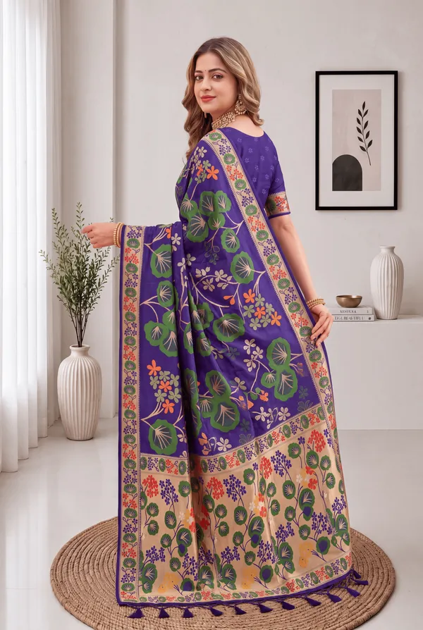 Premium_Soft_Silk_sarees_with_Beautiful_Pallu_Weaving_Zari_With_Attractive_Flower_Design_And_Weaving_Design_Blouse_With_Tassels